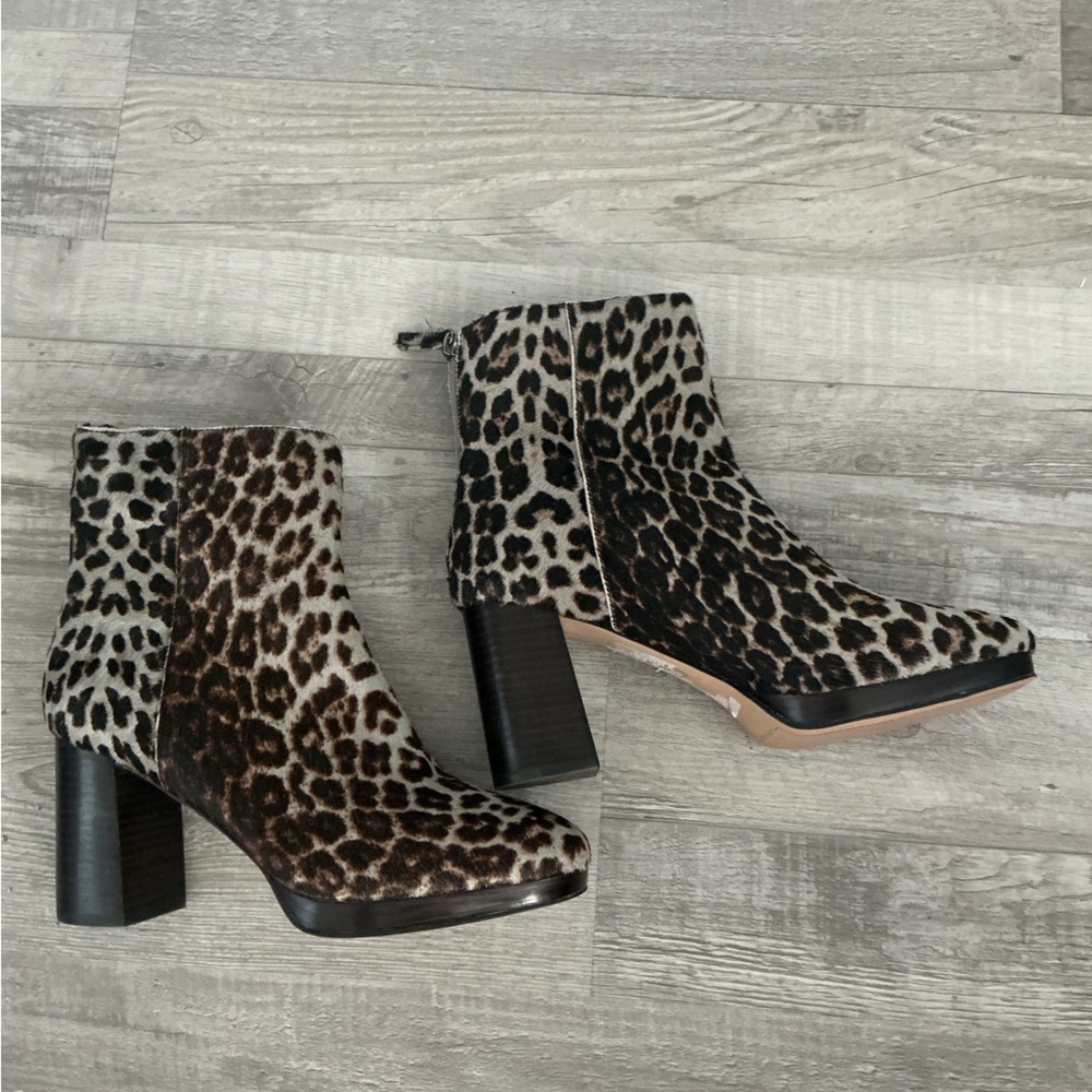 SANCTUARY Razzle Leopard Print Calf Hair Ankle Boots